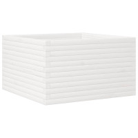 Produktbild för Odlingslåda vit 80x80x45,5 cm massiv furu