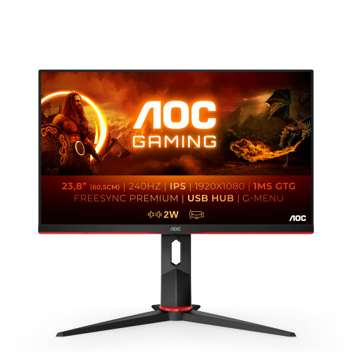 AOC AOC G2 24G2ZU/BK LED display 60,5 cm (23.8") 1920 x 1080 pixlar Full HD Svart, Röd