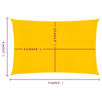 Produktbild för Solsegel 160 g/m² rektangulär gul 4x5 m HDPE