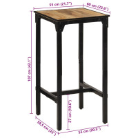 Produktbild för Barbord 60x55x107 cm massivt grovt mangoträ