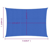 Produktbild för Solsegel 160 g/m² rektangulär blå 2,5x5 m HDPE