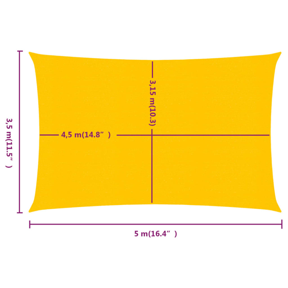 Produktbild för Solsegel 160 g/m² rektangulär gul 3,5x5 m HDPE