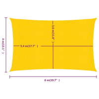 Produktbild för Solsegel 160 g/m² rektangulär gul 4x6 m HDPE