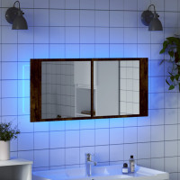 Produktbild för Spegelskåp med LED rökfärgad ek 100x12x45 cm