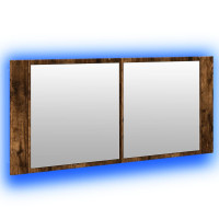 Produktbild för Spegelskåp med LED rökfärgad ek 100x12x45 cm