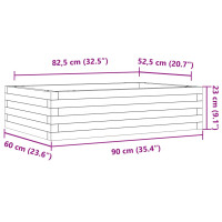 Produktbild för Odlingslåda 90x60x23 cm vit massiv furu