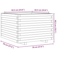 Produktbild för Odlingslåda vaxbrun 70x70x49,5 cm massiv furu