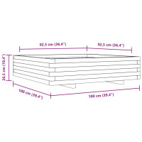 Produktbild för Odlingslåda vit 100x100x26,5 cm massiv furu