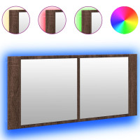 Produktbild för Spegelskåp med LED brun ek 100x12x45 cm