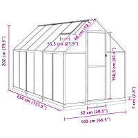 Produktbild för Växthus med ram antracit 334x169x202 cm aluminium