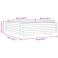 Produktbild för Odlingslåda 90x90x26,5 cm vit massiv furu