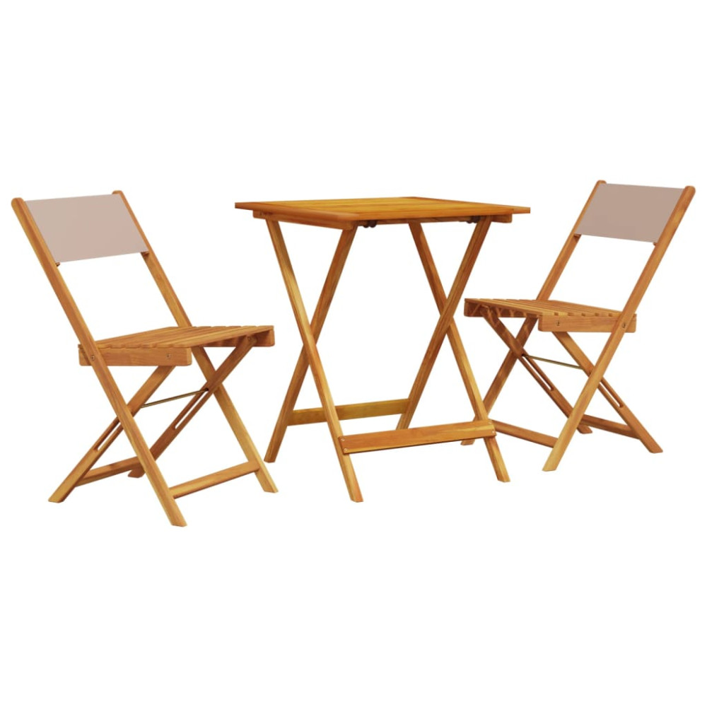 Produktbild för Caféset 3 delar taupe tyg och massivt trä