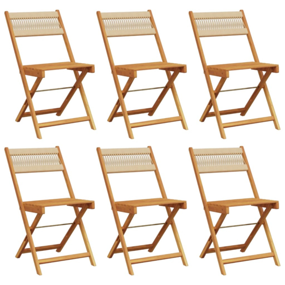 Produktbild för Hopfällbara trädgårdsstolar 6 st beige massivt akaciaträ