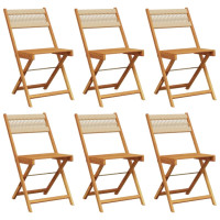 Produktbild för Hopfällbara trädgårdsstolar 6 st beige massivt akaciaträ