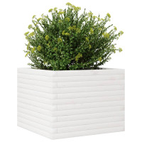 Produktbild för Odlingslåda vit 60x60x45,5 cm massiv furu