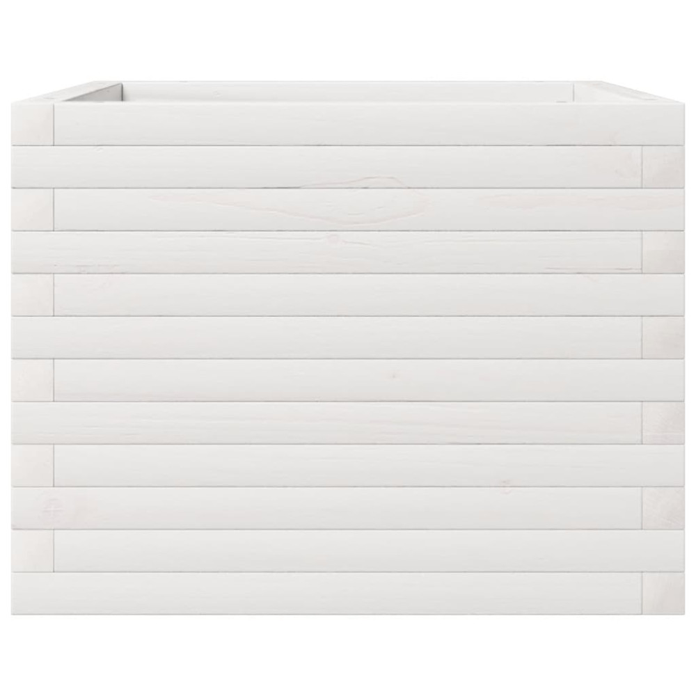 Produktbild för Odlingslåda vit 60x60x45,5 cm massiv furu