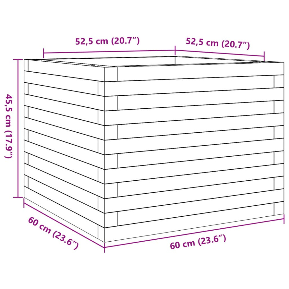 Produktbild för Odlingslåda vit 60x60x45,5 cm massiv furu