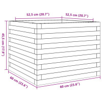 Produktbild för Odlingslåda vit 60x60x45,5 cm massiv furu