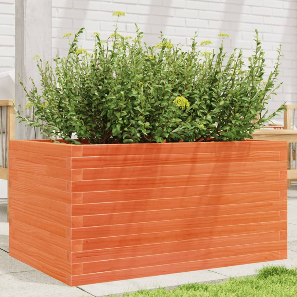 Produktbild för Odlingslåda vaxbrun 90x60x45,5 cm massiv furu