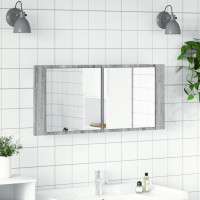 Produktbild för Spegelskåp med LED grå sonoma 100x12x45 cm