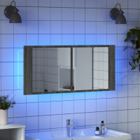 Produktbild för Spegelskåp med LED grå sonoma 100x12x45 cm