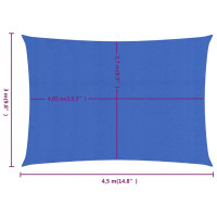 Produktbild för Solsegel 160 g/m² rektangulär blå 3x4,5 m HDPE