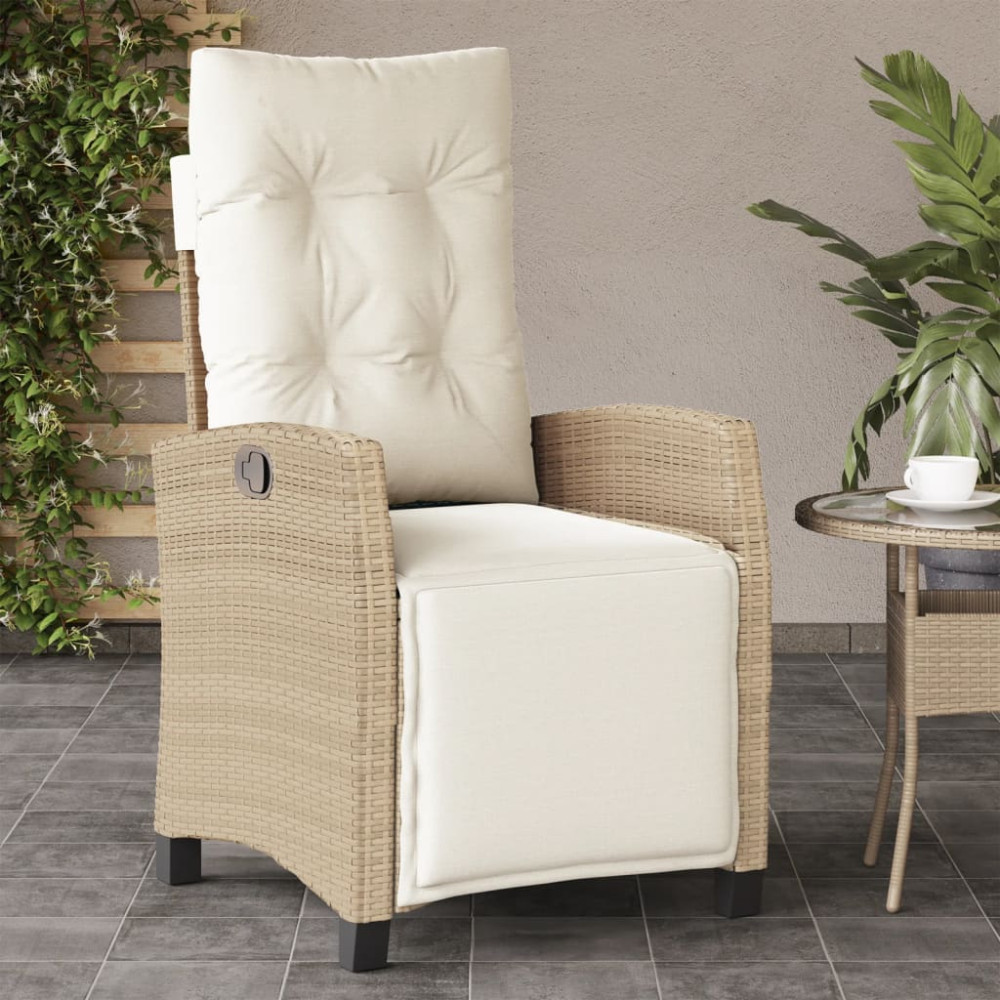 Produktbild för Justerbara trädgårdsstolar 2 st med fotstöd beige konstrotting