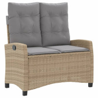Produktbild för Soffgrupp för trädgården med dynor 4 delar beige konstrotting