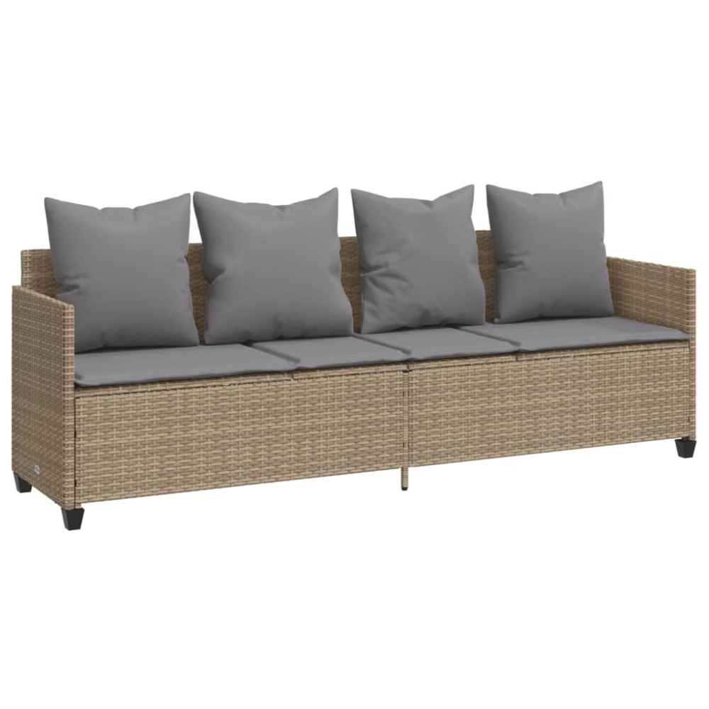 Produktbild för Soffgrupp för trädgården med dynor 5 delar beige konstrotting