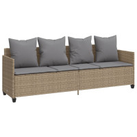 Produktbild för Soffgrupp för trädgården med dynor 5 delar beige konstrotting