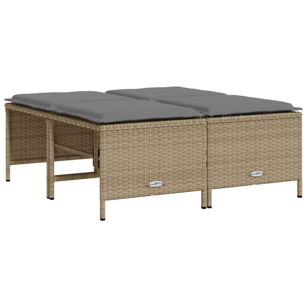 Produktbild för Soffgrupp för trädgården med dynor 5 delar beige konstrotting