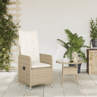Produktbild för Justerbar trädgårdsstol med dynor beige konstrotting