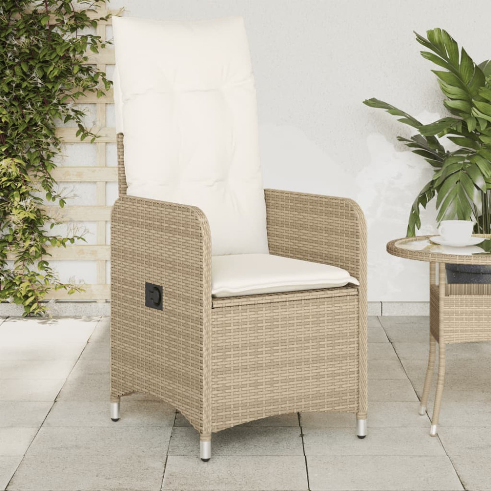 Produktbild för Justerbara trädgårdsstolar 2 st med dynor beige konstrotting