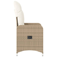 Produktbild för Justerbara trädgårdsstolar 2 st med dynor beige konstrotting