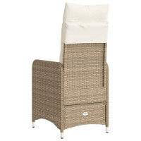 Produktbild för Justerbara trädgårdsstolar 2 st med dynor beige konstrotting