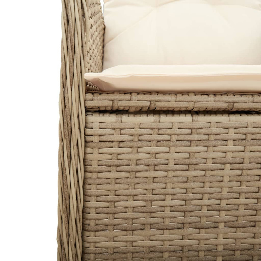 Produktbild för Justerbara trädgårdsstolar 2 st med dynor beige konstrotting