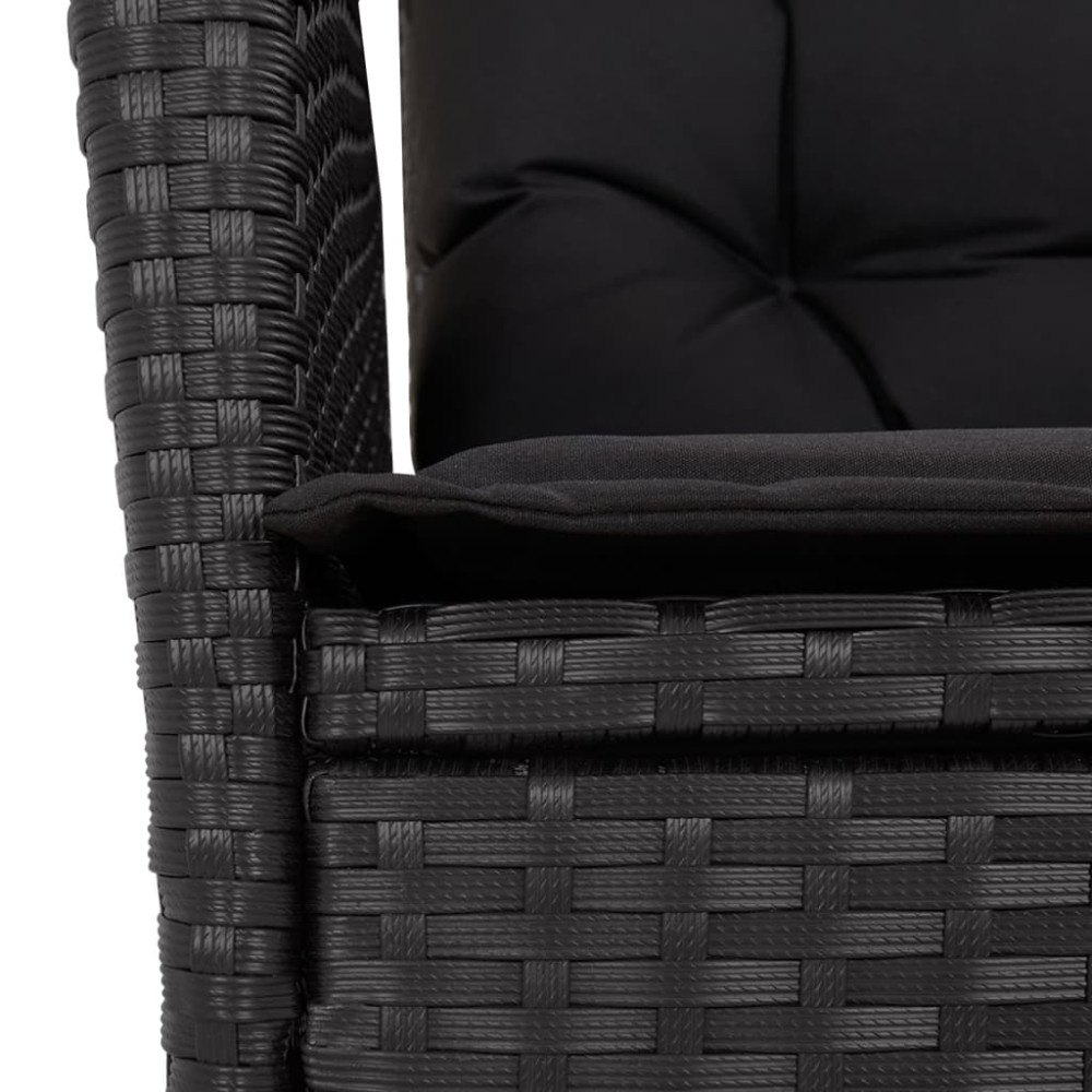 Produktbild för Matgrupp för trädgården med dynor 4 delar svart konstrottning