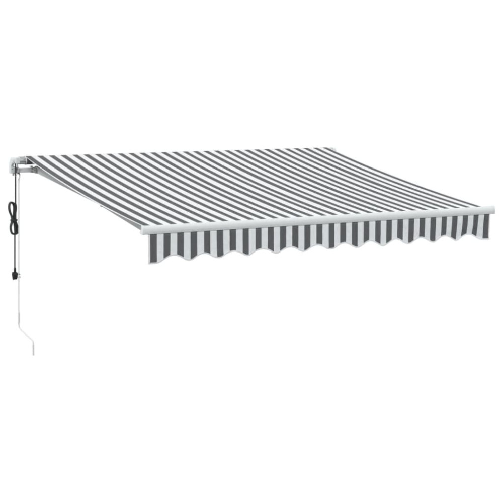 Produktbild för Markis automatiskt infällbar antracit&vit 300x250 cm