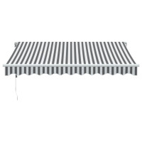 Produktbild för Markis automatiskt infällbar antracit&vit 300x250 cm