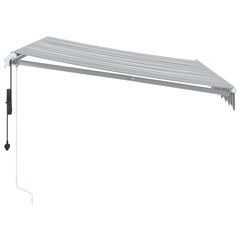 Produktbild för Markis automatiskt infällbar antracit&vit 300x250 cm