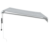 Produktbild för Markis automatiskt infällbar antracit&vit 300x250 cm