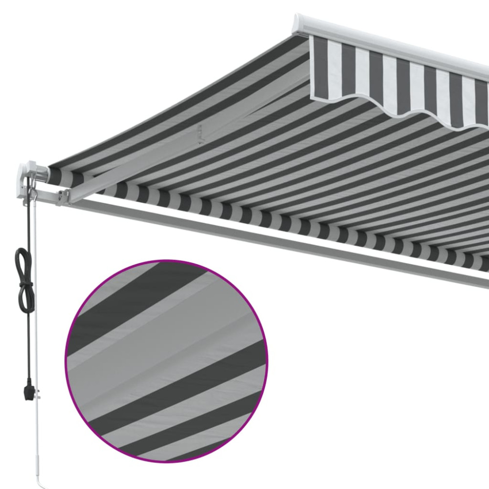 Produktbild för Markis automatiskt infällbar antracit&vit 300x250 cm