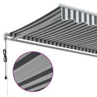 Produktbild för Markis automatiskt infällbar antracit&vit 300x250 cm