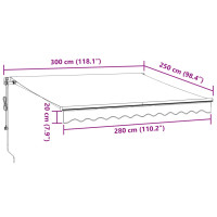 Produktbild för Markis automatiskt infällbar antracit&vit 300x250 cm
