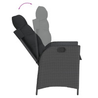 Produktbild för Justerbar trädgårdsstol med dynor svart konstrotting