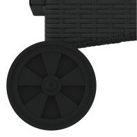 Produktbild för Solsäng med hjul och dyna svart konstrotting