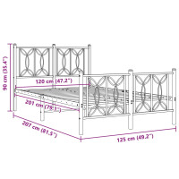 Produktbild för Sängram med huvudgavel och fotgavel vit metall 120x200 cm