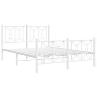 Produktbild för Sängram med huvudgavel och fotgavel vit metall 135x190 cm
