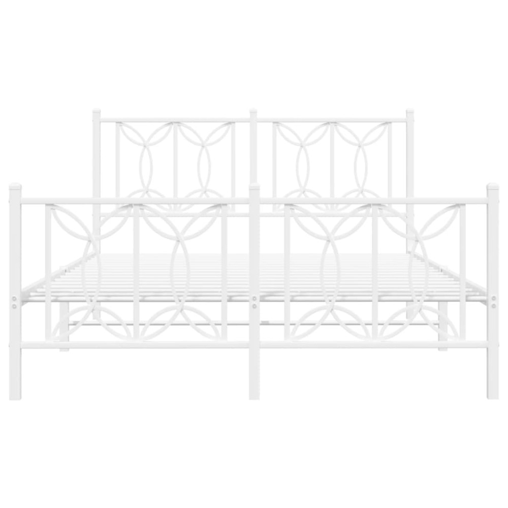 Produktbild för Sängram med huvudgavel och fotgavel vit metall 135x190 cm