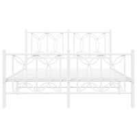 Produktbild för Sängram med huvudgavel och fotgavel vit metall 135x190 cm